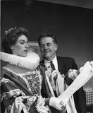 Unidentified actress and Mayor Charles C. Dail in Shakespeare Festival, 1958