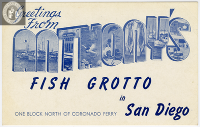 Advertising postcard from Anthony's Fish Grotto