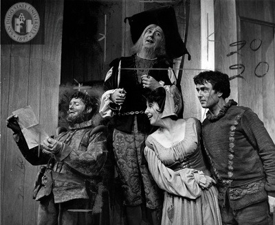 James B. Douglas, Joseph Maher, Jacqueline Brooks, and Donald West in Twelfth Night, 1967