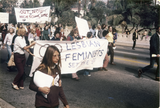 Los Angeles antiwar march with banner by "Lesbian Feminists," 1971