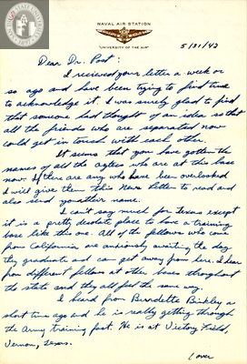 Letter from Alan L. Robbins, 1942