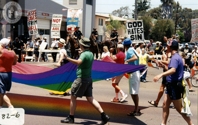 Protesters at Pride parade, 2000