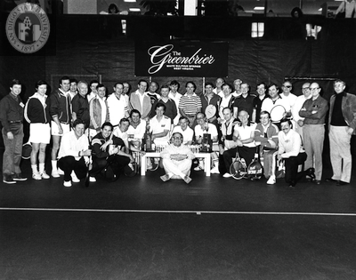 Lionel Van Deerlin with group from Greenbrier Tennis Classic, 1981