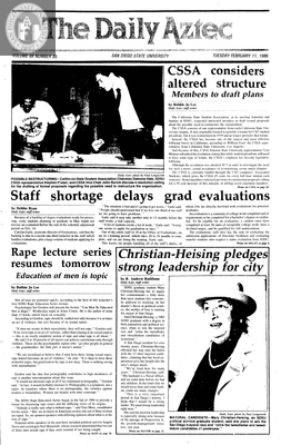 The Daily Aztec: Tuesday 02/11/1986