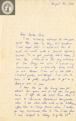 Letter from Henry R. Hammond, 1942