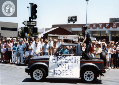 Emperor XVII Roger car in Pride parade, 1988