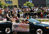 Mr. San Diego Bear and Bear Cub San Diego car at Pride parade, 2001