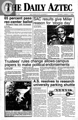 The Daily Aztec: Monday 03/07/1988