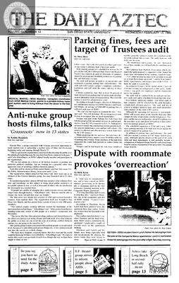The Daily Aztec: Wednesday 02/13/1985