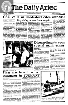 The Daily Aztec: Monday 09/08/1986