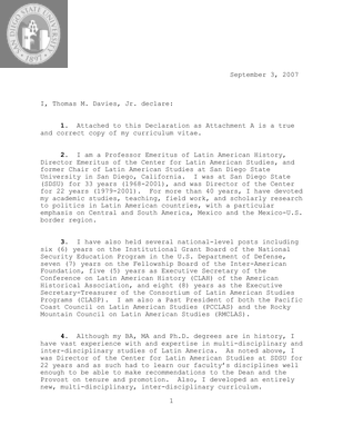 Affidavit for political asylum for a Honduran, 2007