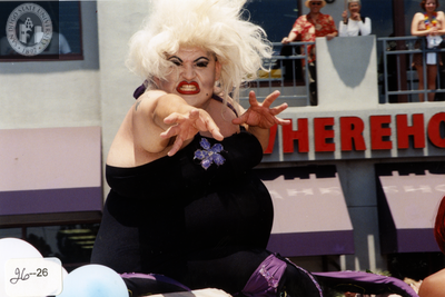 Marcher in Ursula costume at Pride parade, 2000