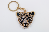 Gold and rhinestone panther head key chain, 2017