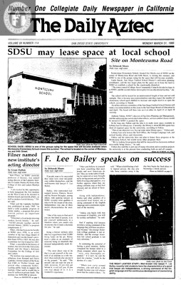 The Daily Aztec: Monday 03/31/1986