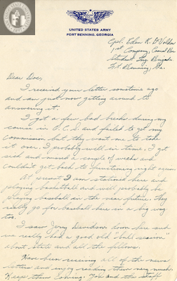 Letter from Eden R. DeVolder, 1943