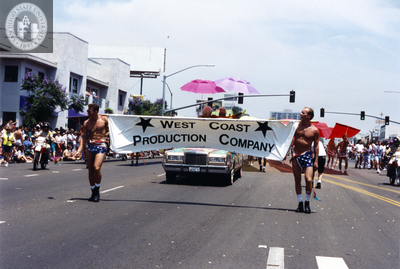 West Coast Production Company banner, San Diego Pride parade, 1994