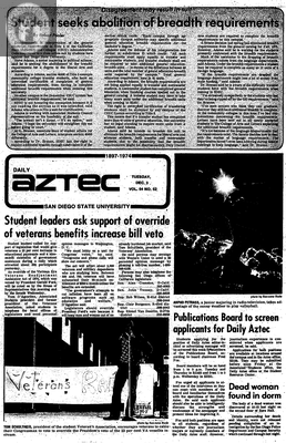 Daily Aztec: Tuesday 12/03/1974