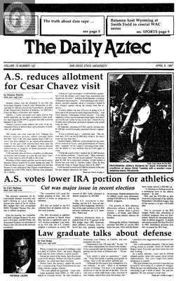 The Daily Aztec: Thursday 04/09/1987