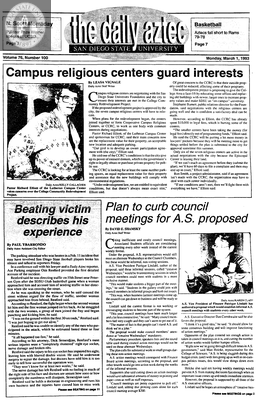 The Daily Aztec: Monday 03/01/1993