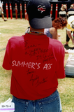 Pride staff member in "Summer's Ass" shirt at Pride event, 1999