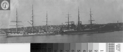 Ships in the harbor, 1890