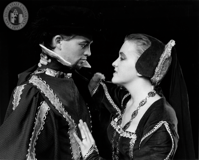 Philip Jacobus and an unidentified actress in King Lear, 1957