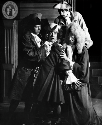 Nicholas Martin and three unidentified actors in The Merry Wives of Windsor, 1965