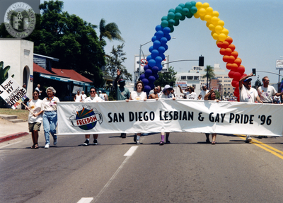 Spotlight on Freedom, San Diego Lesbian & Gay Pride '96  banner, 1996