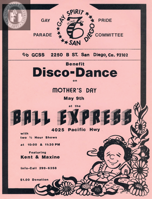 "Benefit Disco-Dance on Mother's Day May 9 at the Ball Express," 1976