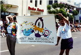 "Don't Duck Responsibility!" banner in San Diego Pride parade, 1994
