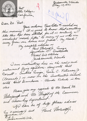 Letter from Paul Wolcott, Jr.