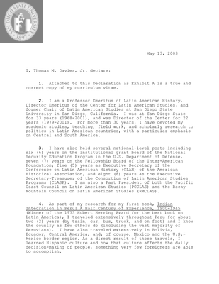 Affidavit for political asylum for a Mexican, 2003