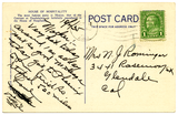 Postcard back, House of Hospitality, 1935