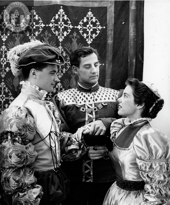Two unidentified actors and an actress in Measure for Measure, 1955