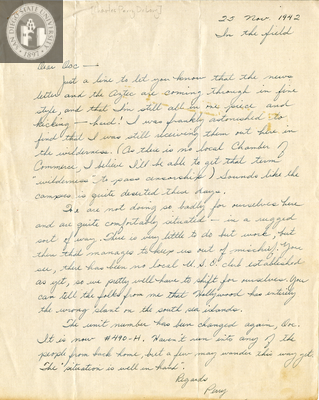 Letter from Charles Perry DeLong, 1942