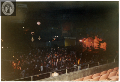 View of audience and stage at Summer Heat at Sports Arena, 1982