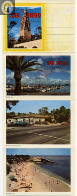 Folding picture postcard of San Diego