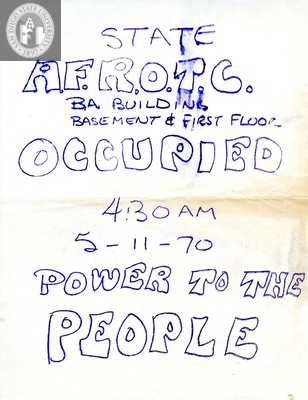 Flyer to occupy the Reserve Officer Training Corps (ROTC), 1970