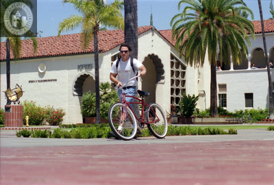 Student in front of the Communication Building, 1996