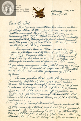 Letter from Whitworth W. Hoskins, 1942