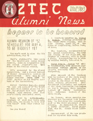 The Aztec Alumni News, Volume 10, Number 4, April 1952