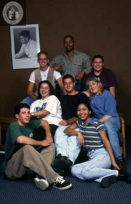 Group of students with portrait of John F. Kennedy, 1995