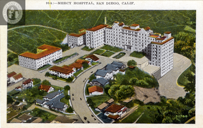 Aerial view, Mercy Hospital, San Diego, California