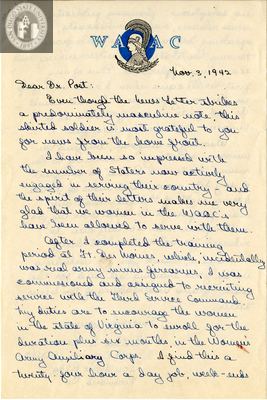 Letter from Esther E. Pease, 1942