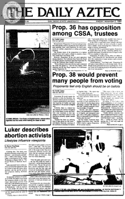 The Daily Aztec: Friday 11/02/1984