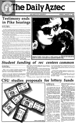 The Daily Aztec: Monday 01/27/1986