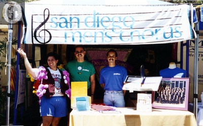 The San Diego Men's Chorus booth at San Diego Pride, 1995