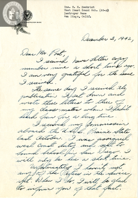 Letter from Edwin Earl Sechrist, Jr., 1942