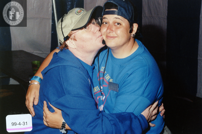 Mary Smith kisses Mandy Schultz at a Pride event, 1999