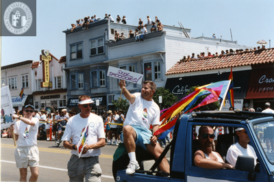 Duck Pride parade car at Pride parade, 1996